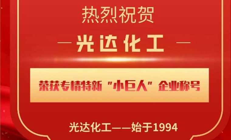 喜報(bào)！光達(dá)化工榮獲專精特新“小巨人”企業(yè)稱號！